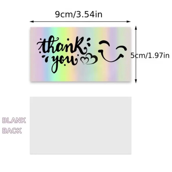 NEW 50 Pc Holographic Colorful Thank You For Supporting My Small Business Cards - Picture 2 of 2